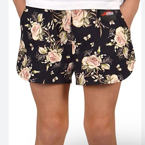 Pleasures Brocade bermudas Dark floral Jacquard Roses Embroideries Pockets Sz M - Picture 1 of 13